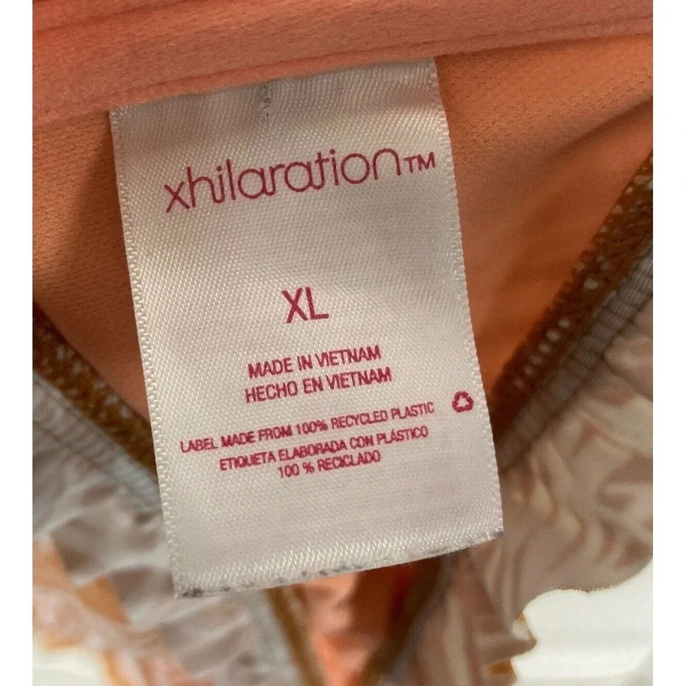 Xhilaration Bandeau Swim‎ Top Juniors XL Ruffled Trim Gold Floral Print Separate